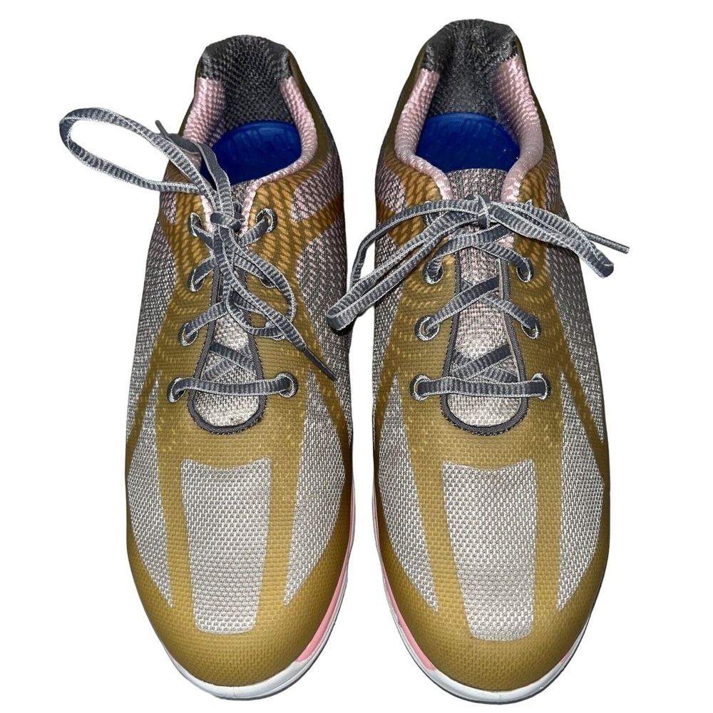 ⛳️Footjoy‎ FJ Women's emPower Spikeless Golf Shoes Size 9.5 Gray/Pink/Yellow EUC